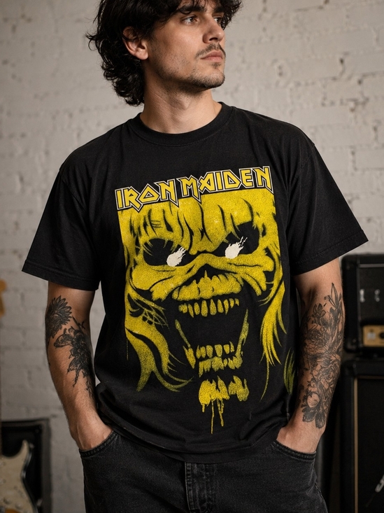 Other - Iron Maiden Eddie Graphic T-Shirt Men's Large Black Yellow 2023 Band Tee